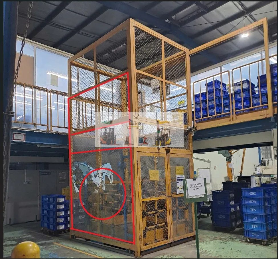Khảo sát lắp đặt thang nâng hàng 1.8 tấn cho xưởng in ấn